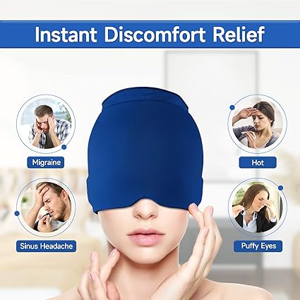 Hot & Cold Migraine Relief Ice Cap | Reusable Headache & Sinus Therapy Mask