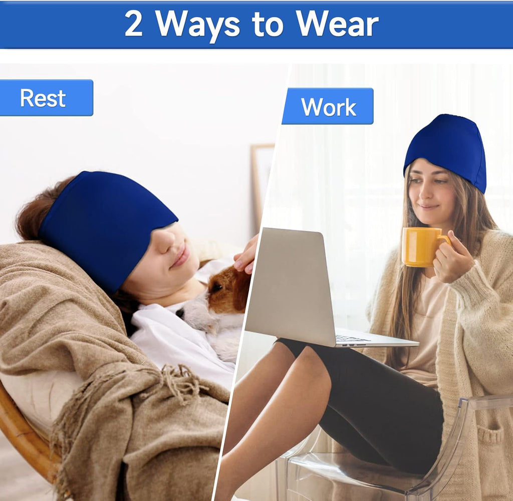 Hot & Cold Migraine Relief Ice Cap | Reusable Headache & Sinus Therapy Mask